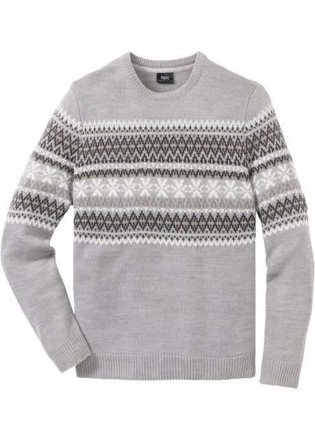 Norweger-Pullover in grau von vorne - bpc bonprix collection