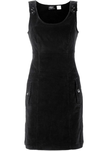 Cord-Stretch-Kleid mit Latzträgern in schwarz - bpc bonprix collection