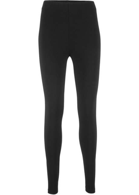 Baumwoll-Leggings mit elastischem Komfortbund in schwarz von vorne - bpc bonprix collection