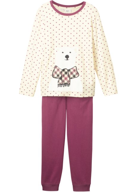 Mädchen Pyjama (2-tlg. Set) in weiß von vorne - bpc bonprix collection