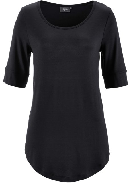 Long-Shirt, Halbarm in schwarz von vorne - bpc bonprix collection