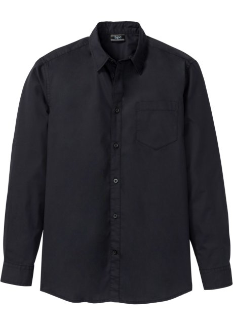 Langarmhemd in schwarz von vorne - bpc bonprix collection