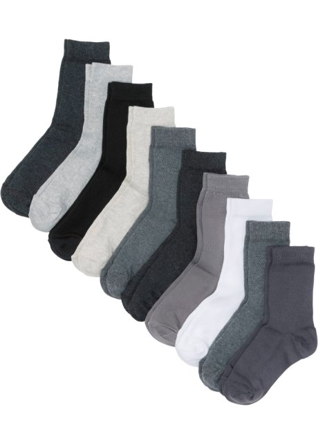 Socken mit Bio-Baumwolle (10er Pack) in grau von vorne - bpc bonprix collection