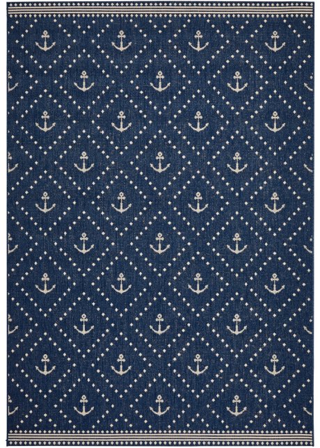 In- und Outdoor Teppich mit Anker Motiv in blau - bpc living bonprix collection