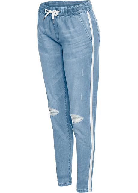 Weite Jeans Mit Seitenstreifen Blue Bleached