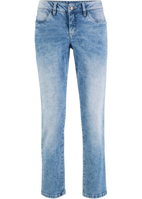 Stretch-Jeans verkürzt, Straight in blau von vorne - John Baner JEANSWEAR