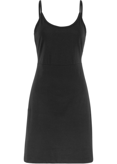 Sommer-Jersey-Kleid mit verstellbaren Trägern in schwarz von vorne - bpc bonprix collection
