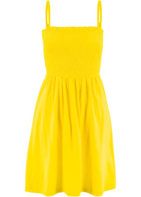 Jersey-Kleid mit verstellbaren Trägern in gelb von vorne - bpc bonprix collection