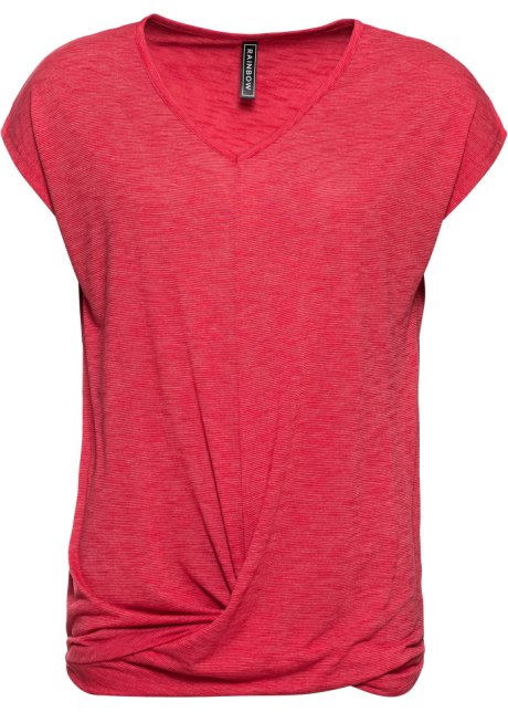 Shirt mit Knoteneffekt in rot von vorne - RAINBOW