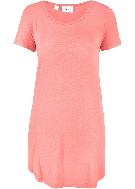 Longshirt aus nachhaltiger Viskose, kurzarm in rosa von vorne - bpc bonprix collection