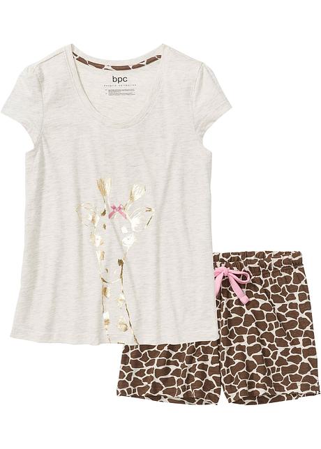 Shorty mit Foliendruck in beige von vorne - bpc bonprix collection