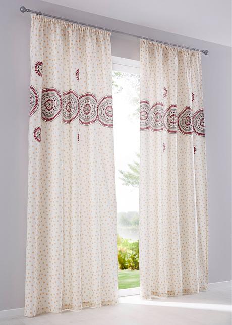 Vorhang Im Orientalischen Design Creme Bordeaux Krauselband