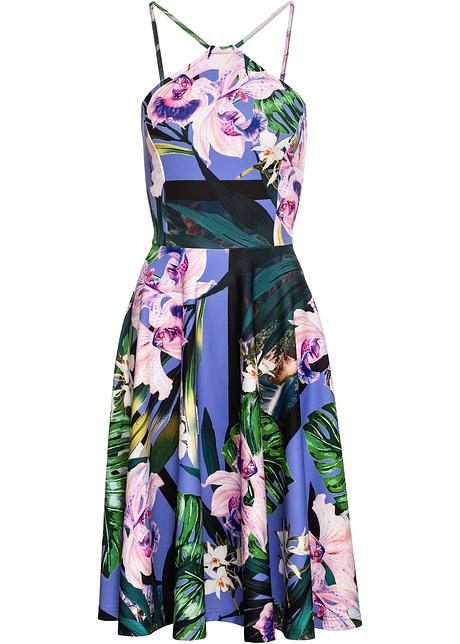 Zauberhaftes Kleid Mit Exotischem Blumenprint Blau Grun Geblumt