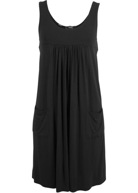 Kurzes Jerseykleid mit Taschen in schwarz von vorne - bpc bonprix collection