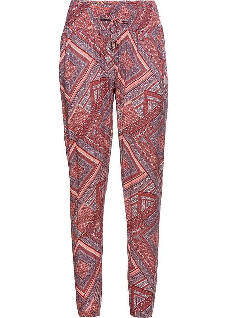 Schmeichelnde Jersey Hose Mit Patchwork Druck Und Bindekordel Rot Paisley