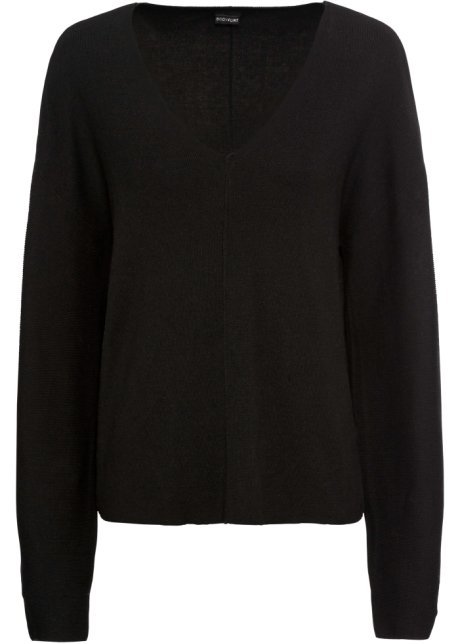 Oversize-Pullover in schwarz von vorne - BODYFLIRT