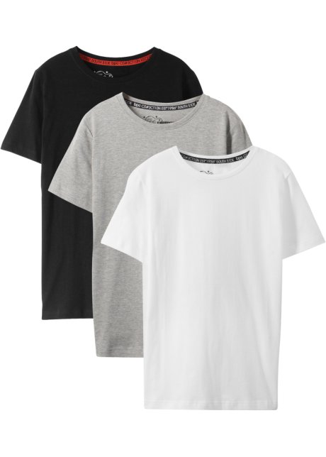 Jungen Basic T-Shirt aus  Bio-Baumwolle (3er Pack) in schwarz von vorne - bpc bonprix collection