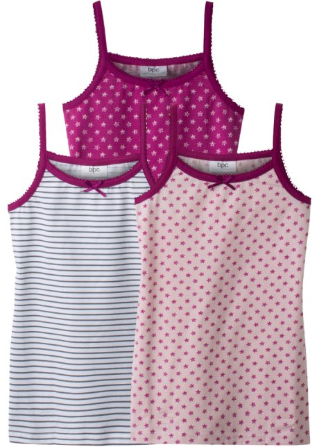 Mädchen Unterhemd (3er-Pack) Bio-Baumwolle in weiß von vorne - bpc bonprix collection