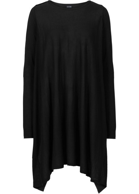 Long-Pullover in schwarz von vorne - BODYFLIRT