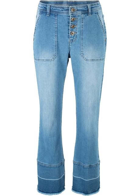 Komfortable Stretch Jeans Mit Weitem Bein Und Teilelastischem Bund Blue Bleached