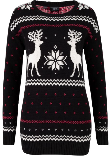 Pullover mit Wintermotiv in schwarz von vorne - bpc bonprix collection