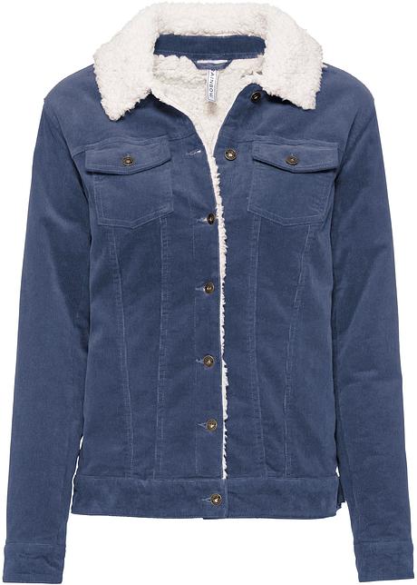 Coole Feincord Jacke mit Teddyfell Kragen indigoweiß Coole Feincord Jacke mit Teddyfell Kragen indigoweiß