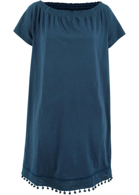 Jersey-Carmenkleid in blau von vorne - bpc bonprix collection
