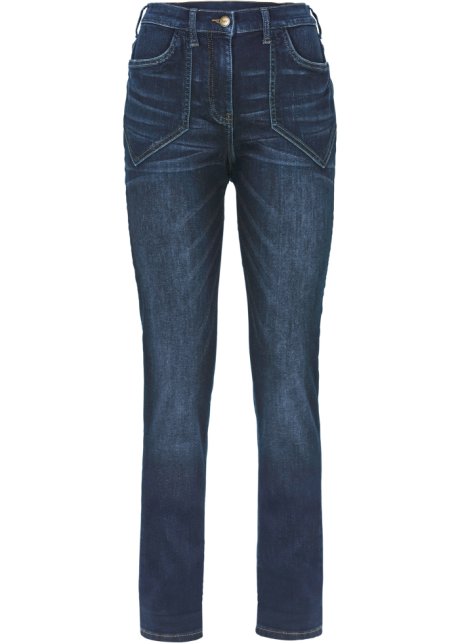 High Waist Stretch-Jeans mit Bequembund, Slim Fit  in blau von vorne - bpc bonprix collection