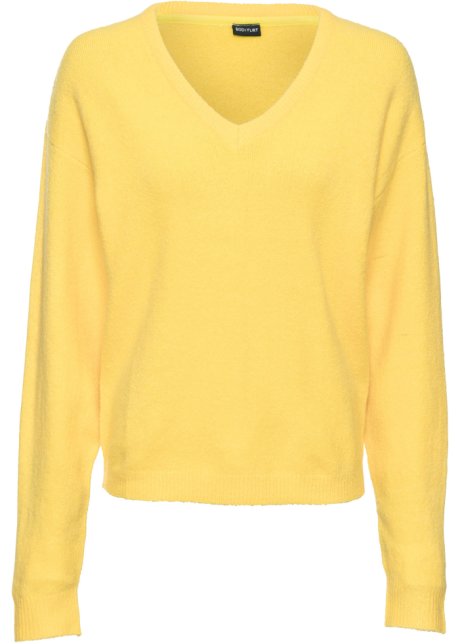 Oversize-Strick-Pullover in gelb von vorne - BODYFLIRT