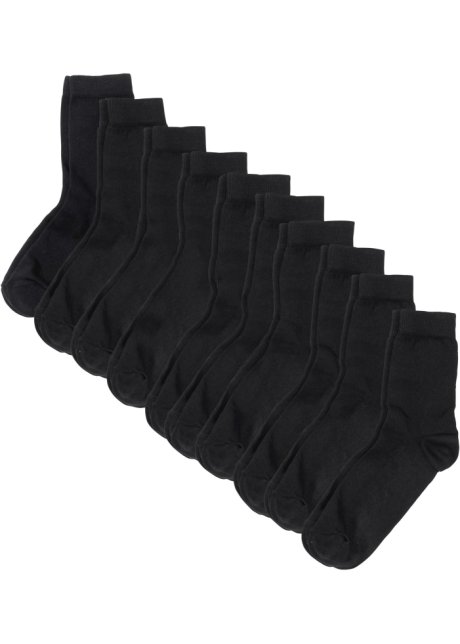 Socken mit Bio-Baumwolle (10er Pack) in schwarz von vorne - bpc bonprix collection