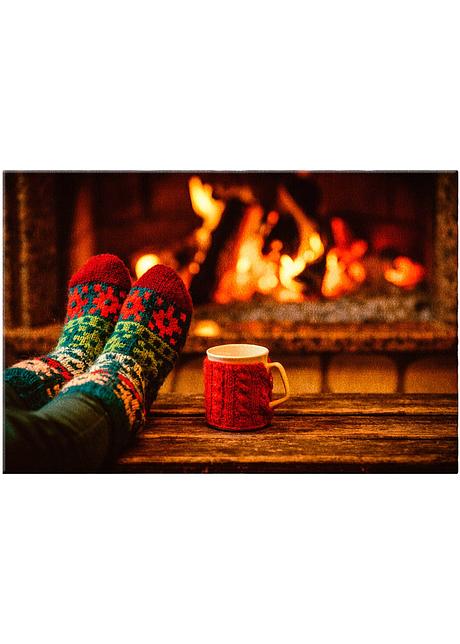 Fußmatte "Kamin" für eine gemütliche Stimmung in Ihrem Zuhause - bunt