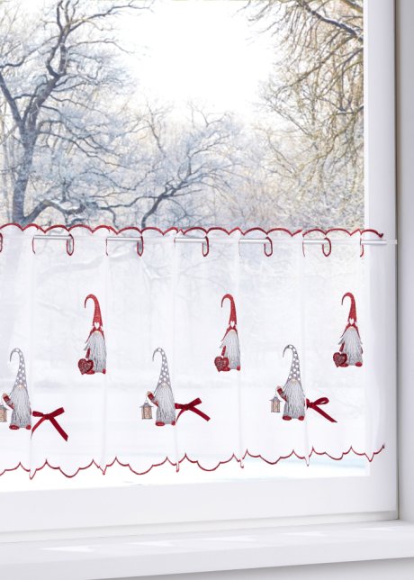 Scheibengardine mit weihnachtlicher Stickerei in weiß - bpc living bonprix collection