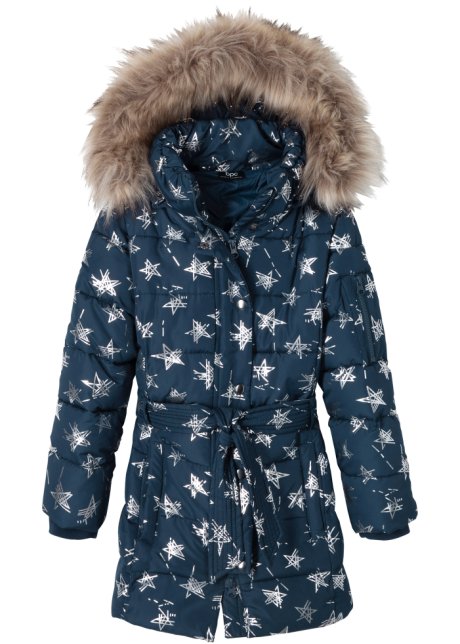Mädchen Winterjacke mit Sternendruck in blau von vorne - bpc bonprix collection