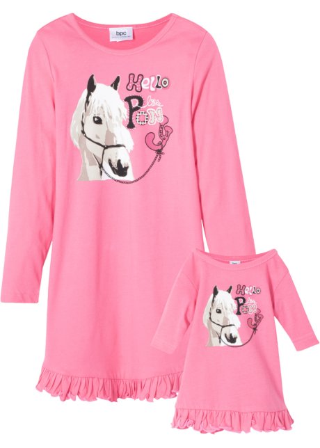 Mädchen Nachthemd + Puppenkleid (2-tlg. Set) in rosa - bpc bonprix collection