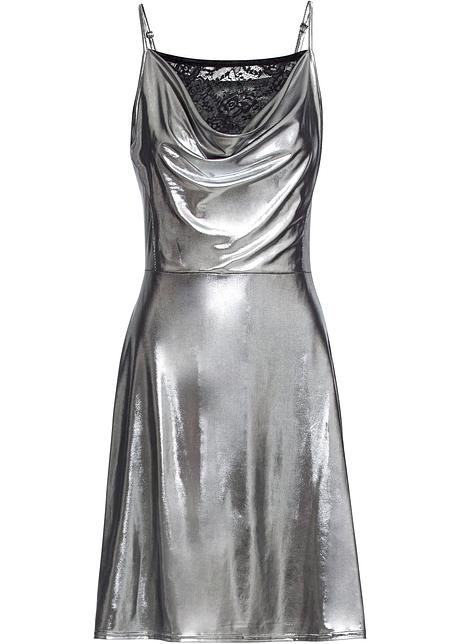 Glanzendes Kleid Mit Wasserfall Ausschnitt Silber Bodyflirt Online Kaufen Bonprix De