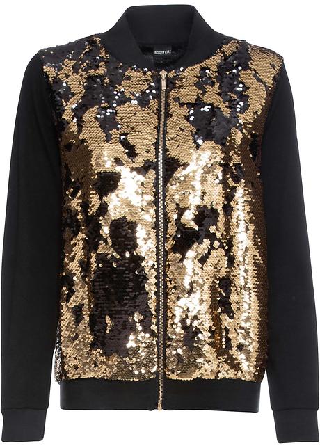 Blouson mit Wendepailletten schwarzgold Damen Blouson mit Wendepailletten schwarzgold Damen