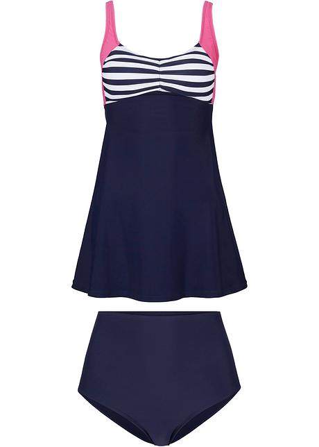 Long Tankini (2-tlg. Set) in blau von vorne - bpc bonprix collection