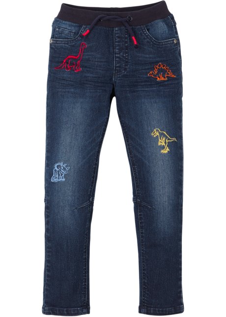 Jungen Jeans mit Dino Motiven, Regular Fit in blau von vorne - John Baner JEANSWEAR
