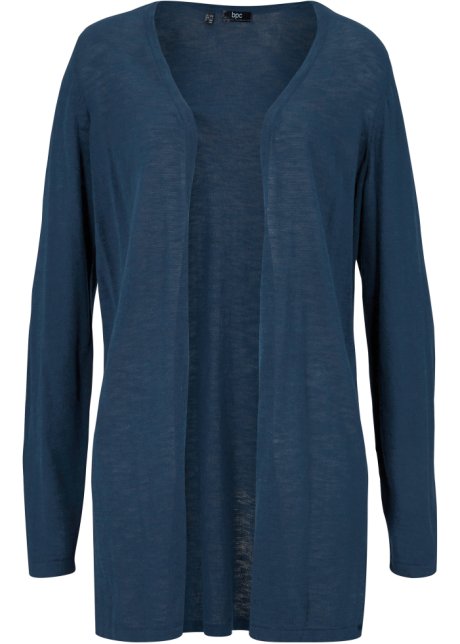 Leichte Baumwoll-Strickjacke aus Slub Qualität in blau von vorne - bpc bonprix collection