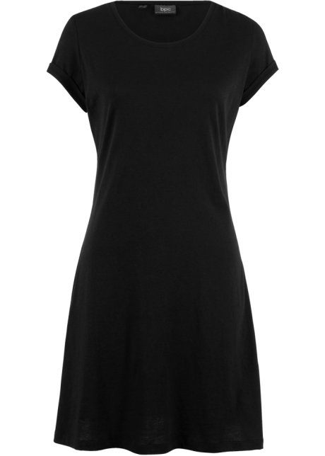 Shirtkleid, Kurzarm in schwarz von vorne - bpc bonprix collection