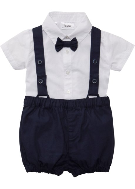 Baby Hemd + Fliege + Hose (3-tlg. Set) in weiß von vorne - bpc bonprix collection