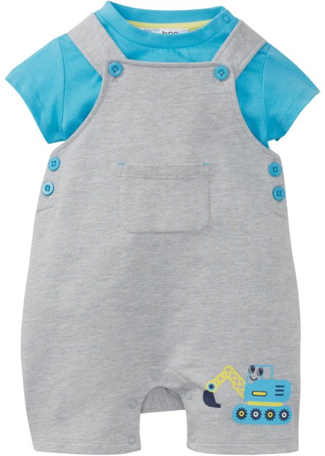 Baby T-Shirt + Sweatlatzhose (2-tlg. Set) Bio-Baumwolle in grau von vorne - bpc bonprix collection
