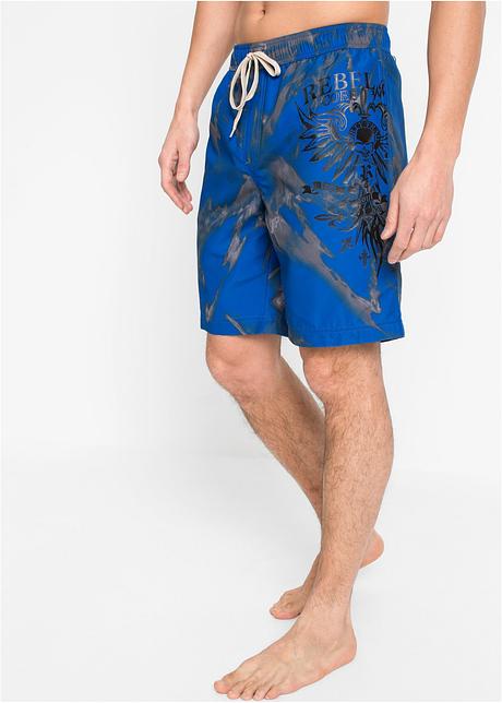 Gemusterte Strand-Bermuda mit Druckmotiv - azurblau bedruckt