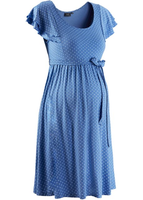 Shirt-Umstandskleid, Kurzarm in blau von vorne - bpc bonprix collection