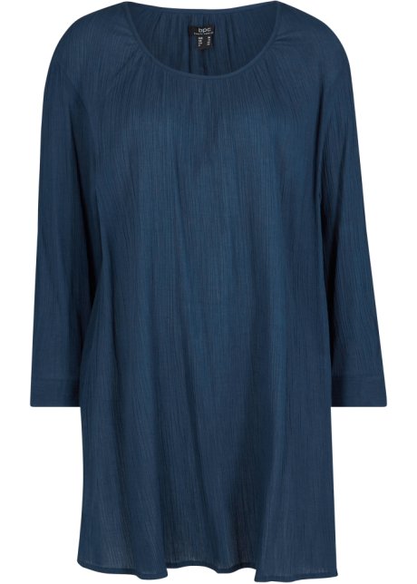 Long-Tunika aus Baumwolle, 7/8-arm in blau von vorne - bpc bonprix collection
