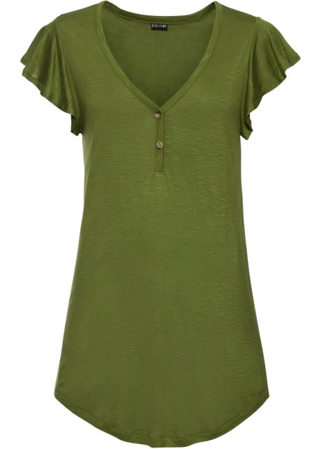 Longshirt mit Knöpfen in grün von vorne - BODYFLIRT