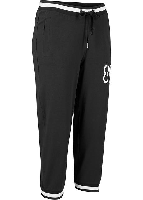 Lassige Jogginghose 3 4 Lange Level 1 Schwarz Bedruckt Damen Bpc Bonprix Collection Bonprix De