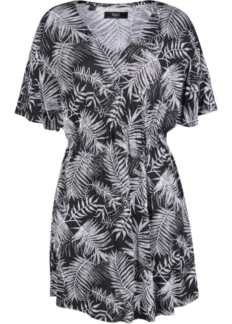 Shirt-Tunika mit V-Ausschnitt und Kimono-Ärmeln in schwarz von vorne - bpc bonprix collection