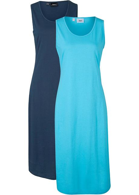 Tragerloses Stretch Kleid Mit Rundhals Ausschnitt Im Doppelpack Karibikblau Dunkelblau 
