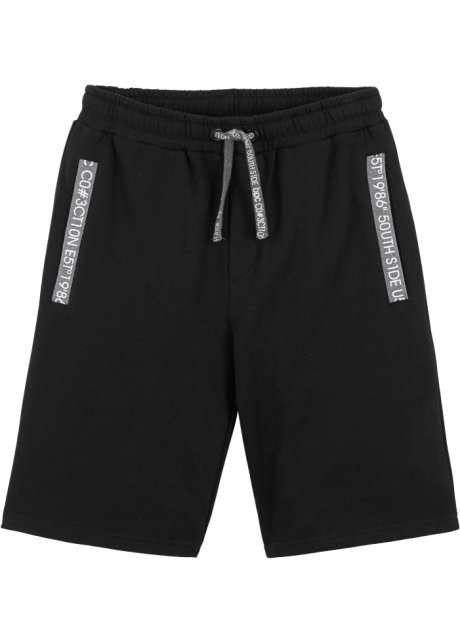 Jungen Sweat-Bermuda mit Taschen in schwarz von vorne - bpc bonprix collection